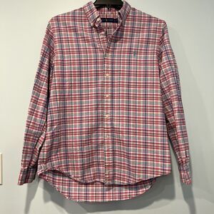 Ralph Lauren button down shirt Mens L pink blue plaid long sleeve